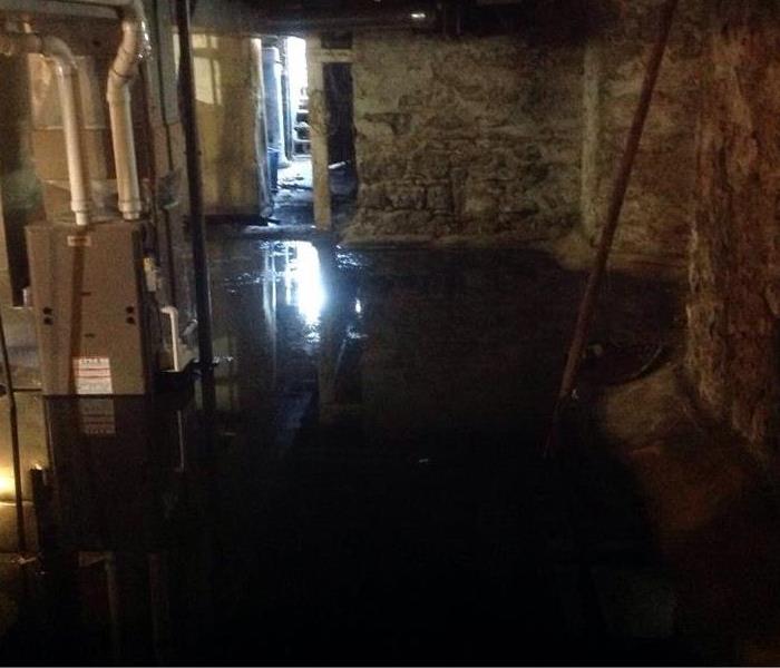 basement with standing water